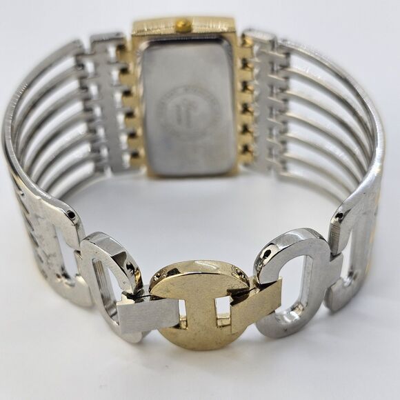 Geneva Watch Women 40MM Gold Dial Gold Gray Tone Bracelet Band 7.5" New Battery - Picture 11 of 15